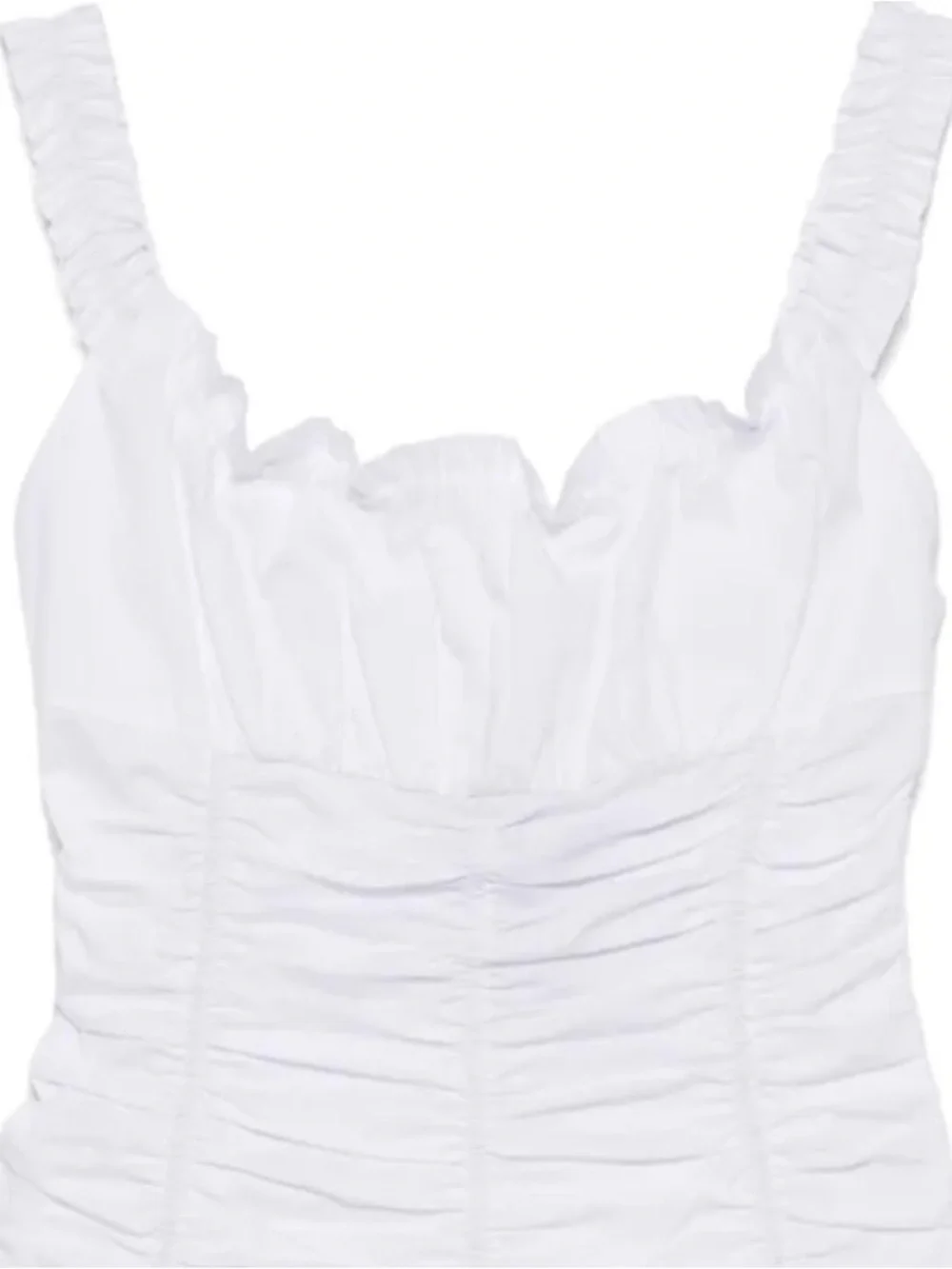 NEW $195 STAUD Nic White Ruched Square-Neck Ruched Tank Top Small - Picture 2 of 6